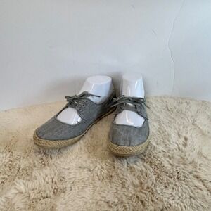 Rocket Dog Gray Canvas Espadrille Lace Up Mary‎ Jane Shoes Women's